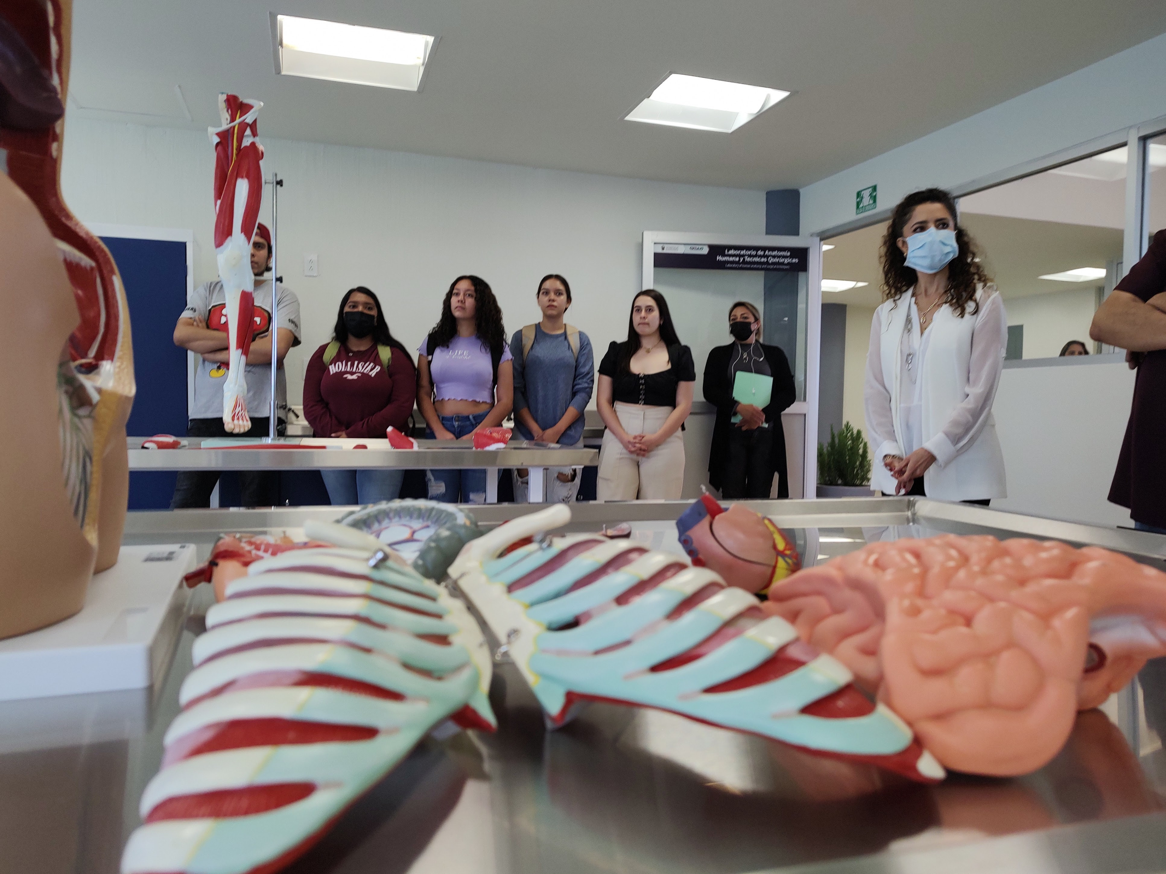 Estudiantes en el laboratorio de anatomía del CUTLAJO.